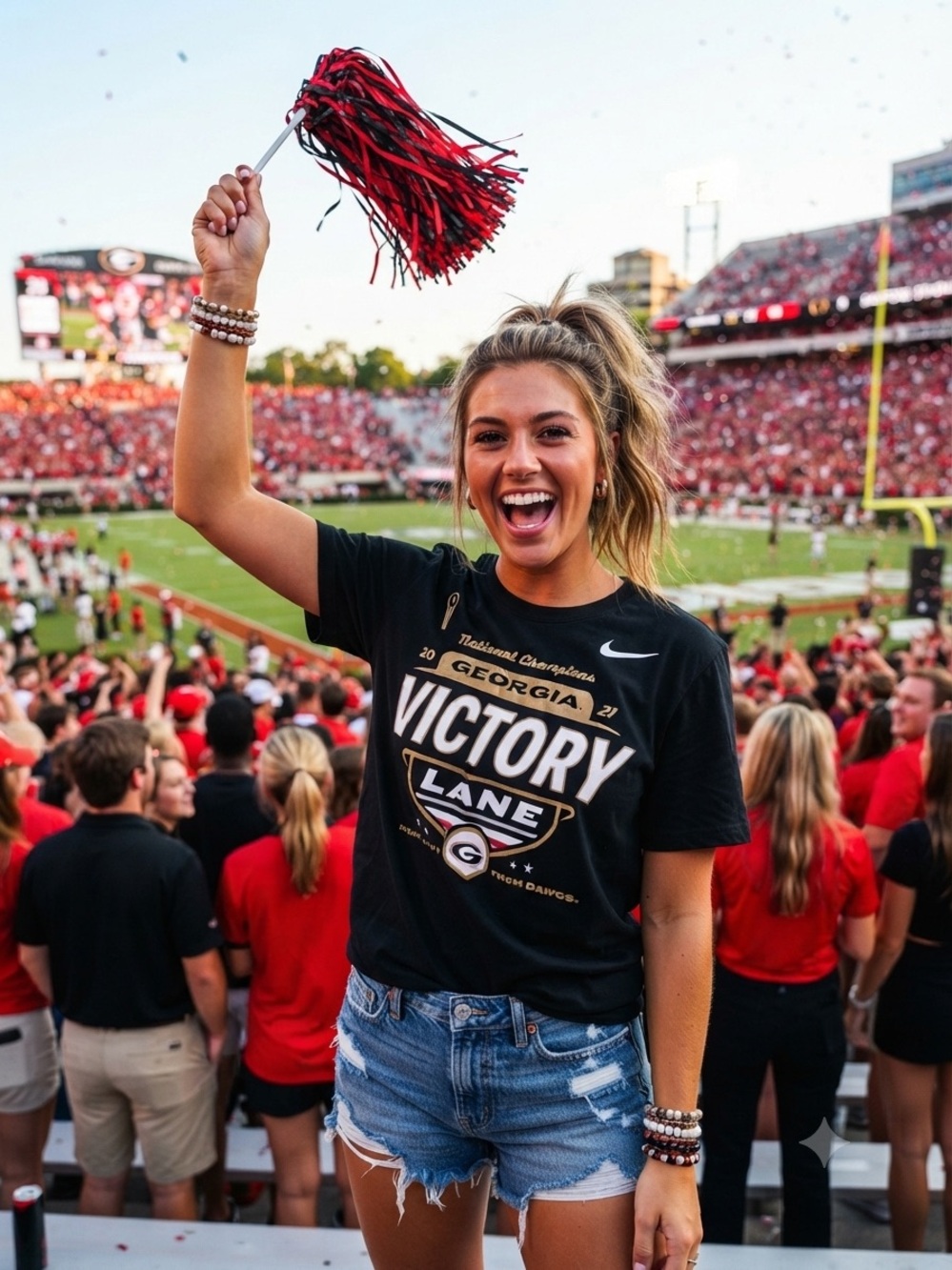 Nike Black Georgia 2021 Victory Lane Graphic Tee with Gold & White Accents (XL)